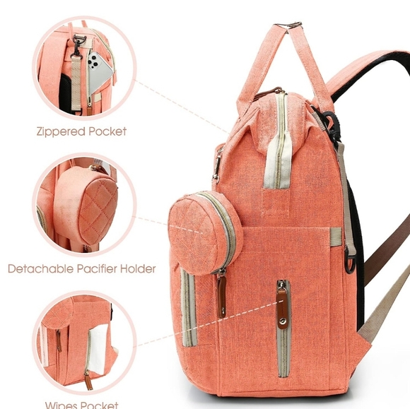 Multi-function Large Capacity Diaper Bag Backpack (Pink) - Picture 8 of 12